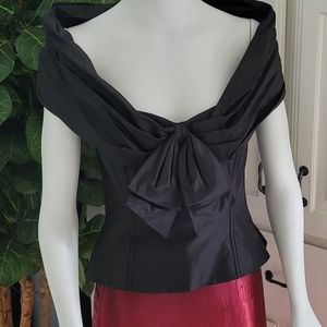 RickieFreeman Black Silk Tafetta Bustier Top Sz 10